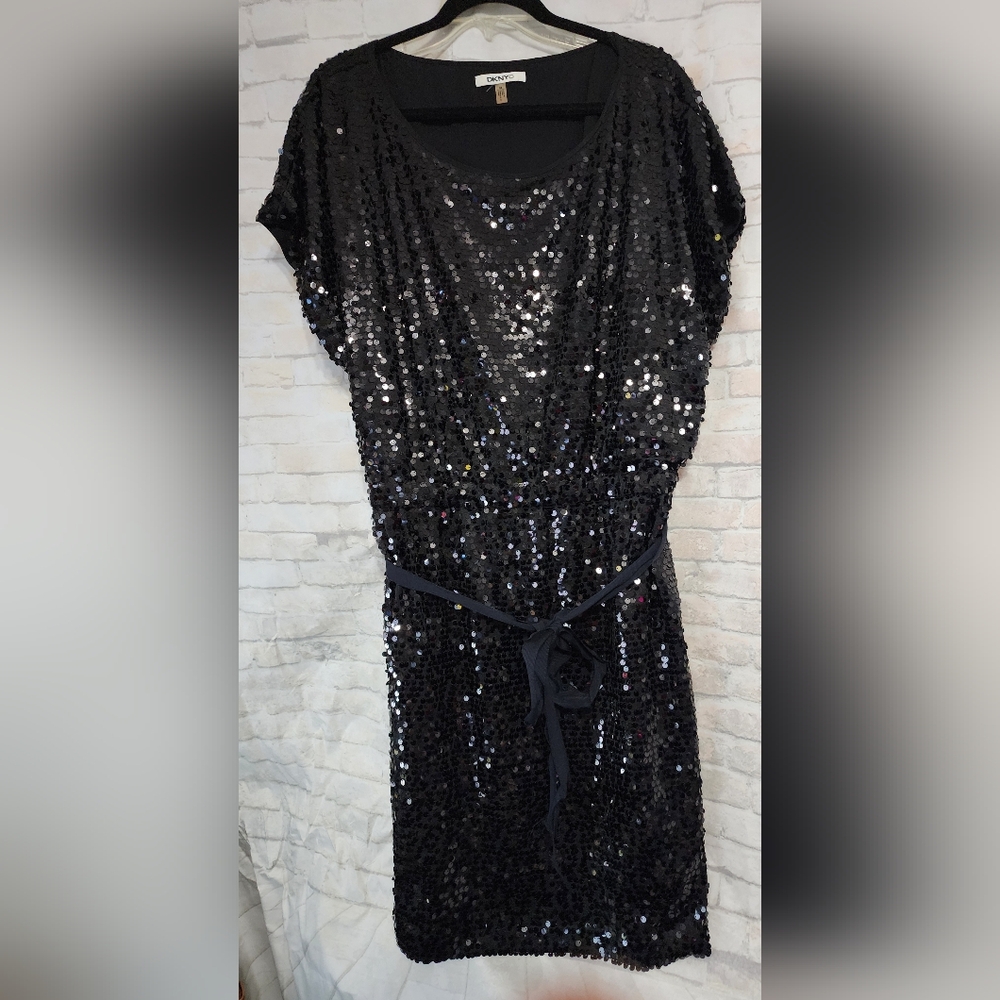 DKNYC Elegant Black Sequin Dress   Sleeveless Dress Plus Size